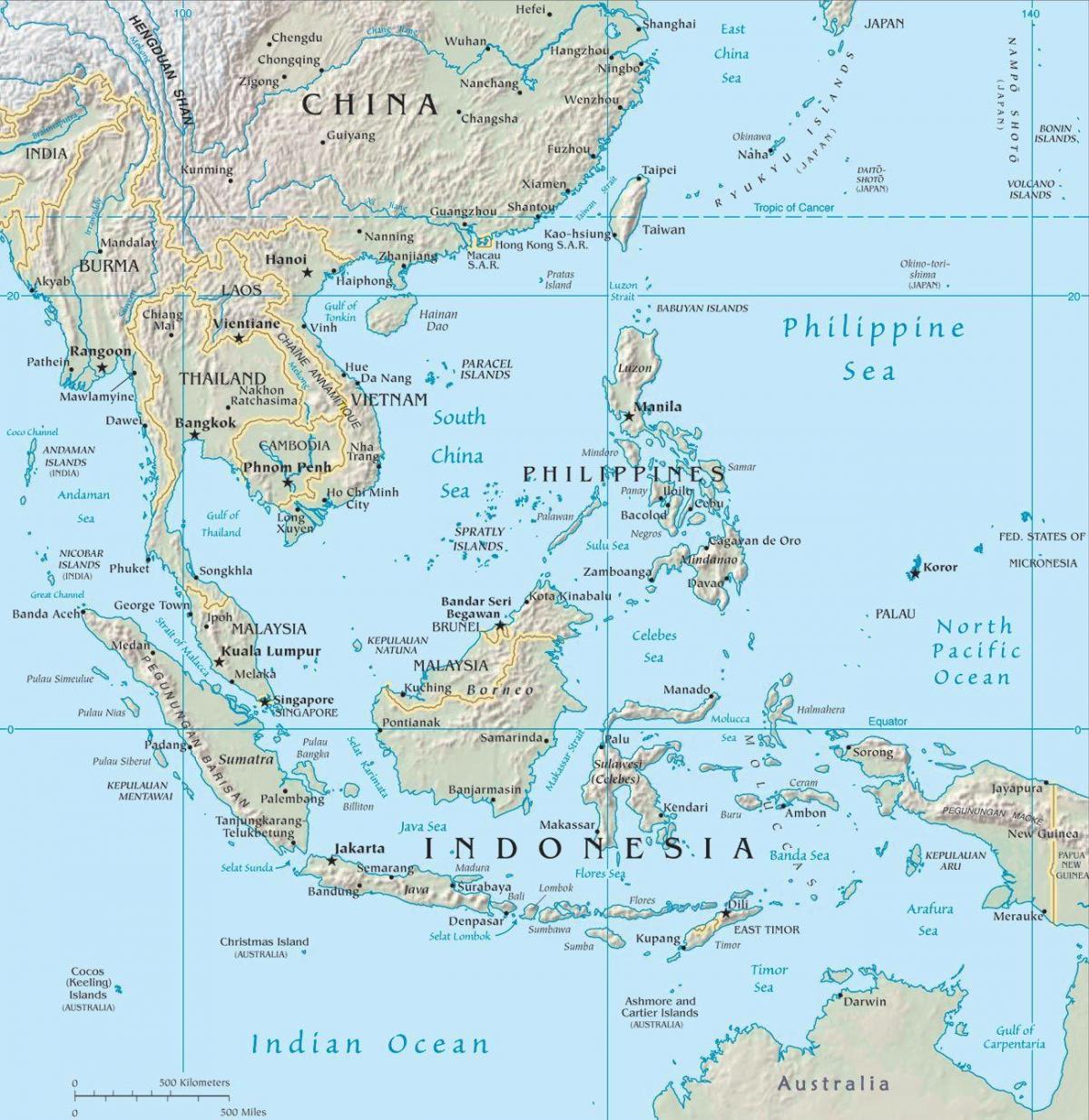 mapa ng malaysia at mga nakapaligid na mga bansa