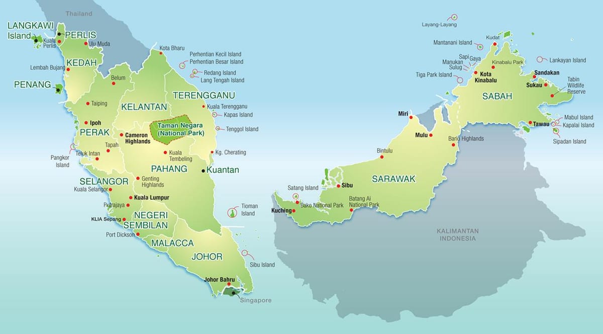 mapa ng malaysia bundok