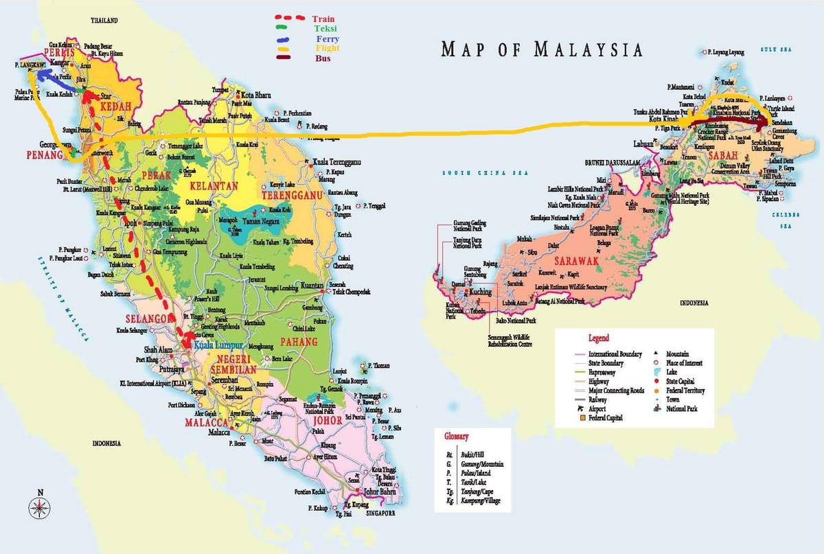 mapa ng malaysia bus