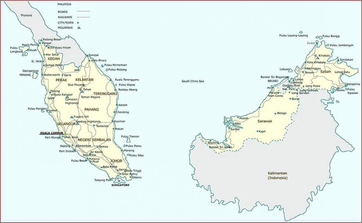 malaysia sa mga lungsod mapa