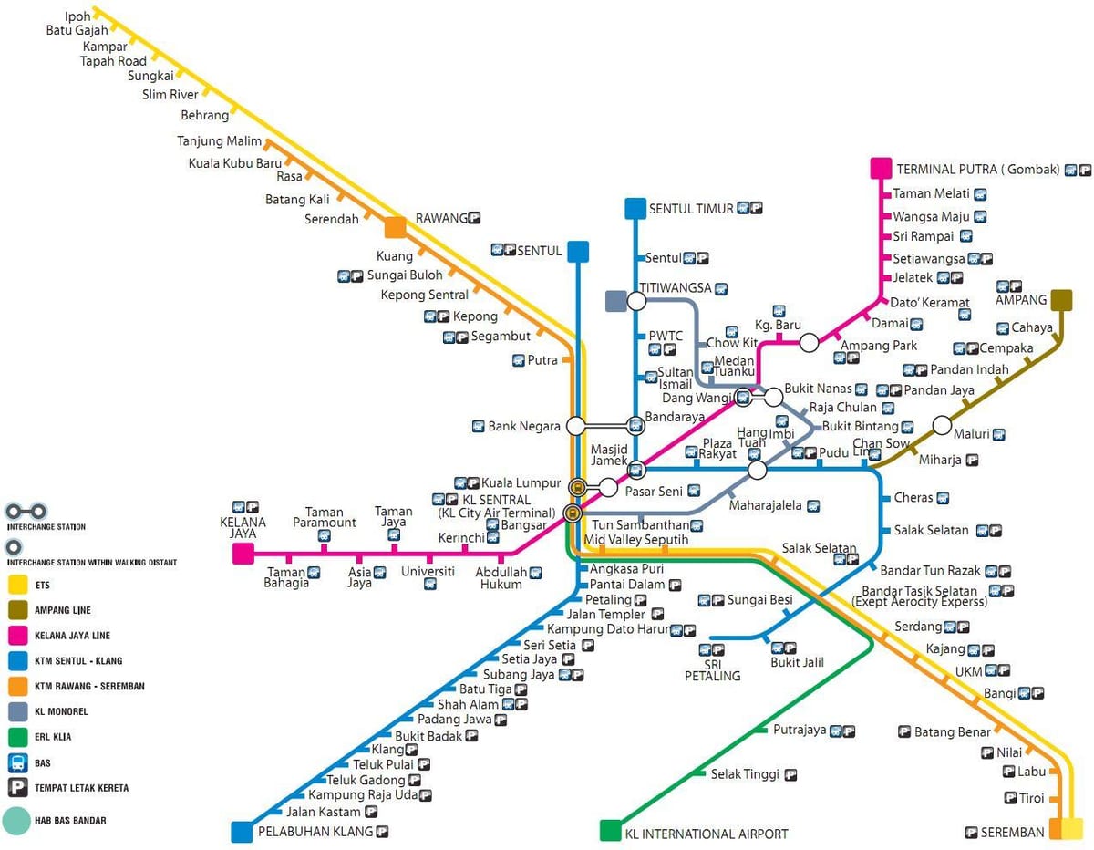 mga pampublikong transportasyon mga mapa ng malaysia