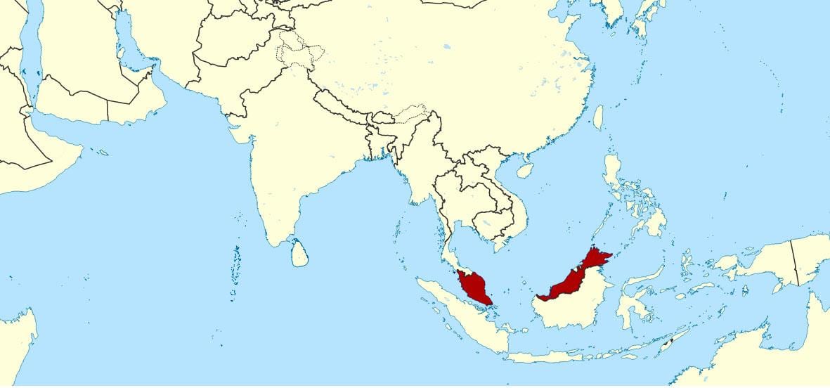 mapa na nagpapakita ng malaysia