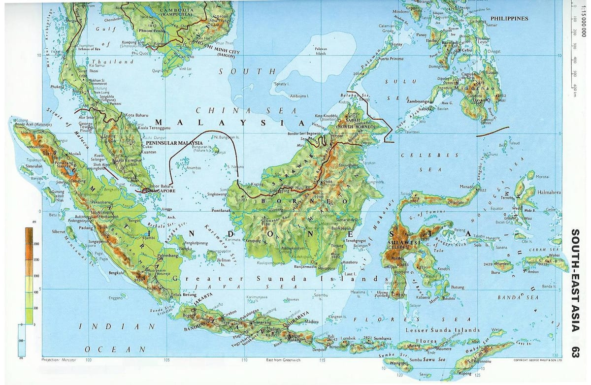 mapa ng malaysia topographic