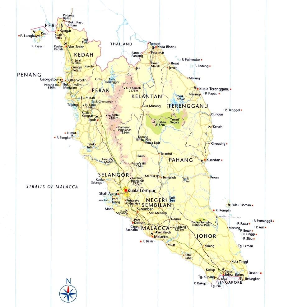 malaysia kalsada mapa ng mga direksyon