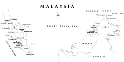 Mapa ng balangkas ng mapa ng malaysia sa mga hangganan ng estado