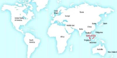 Mapa ng mundo na nagpapakita ng malaysia